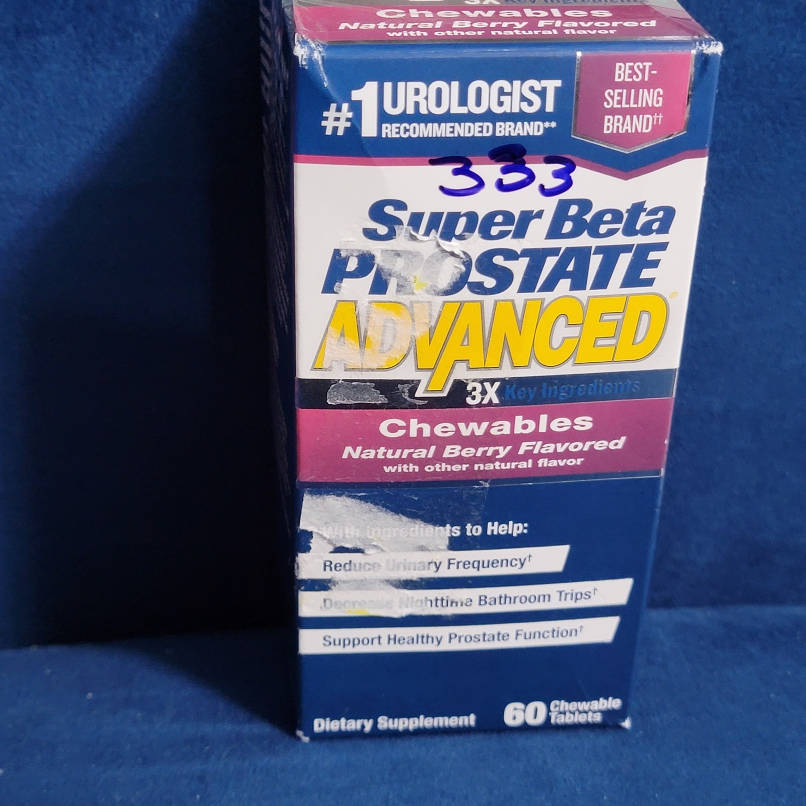 Super Beta Prostate Advanced Chewable 60 Count Natural Berry Flavor Dietary Supp