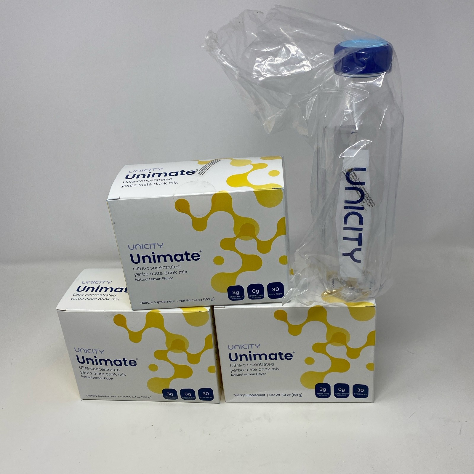 Unicity Unimate Lemon Ultra-Concentrated Drink Mix 90 Sachets + Bottle