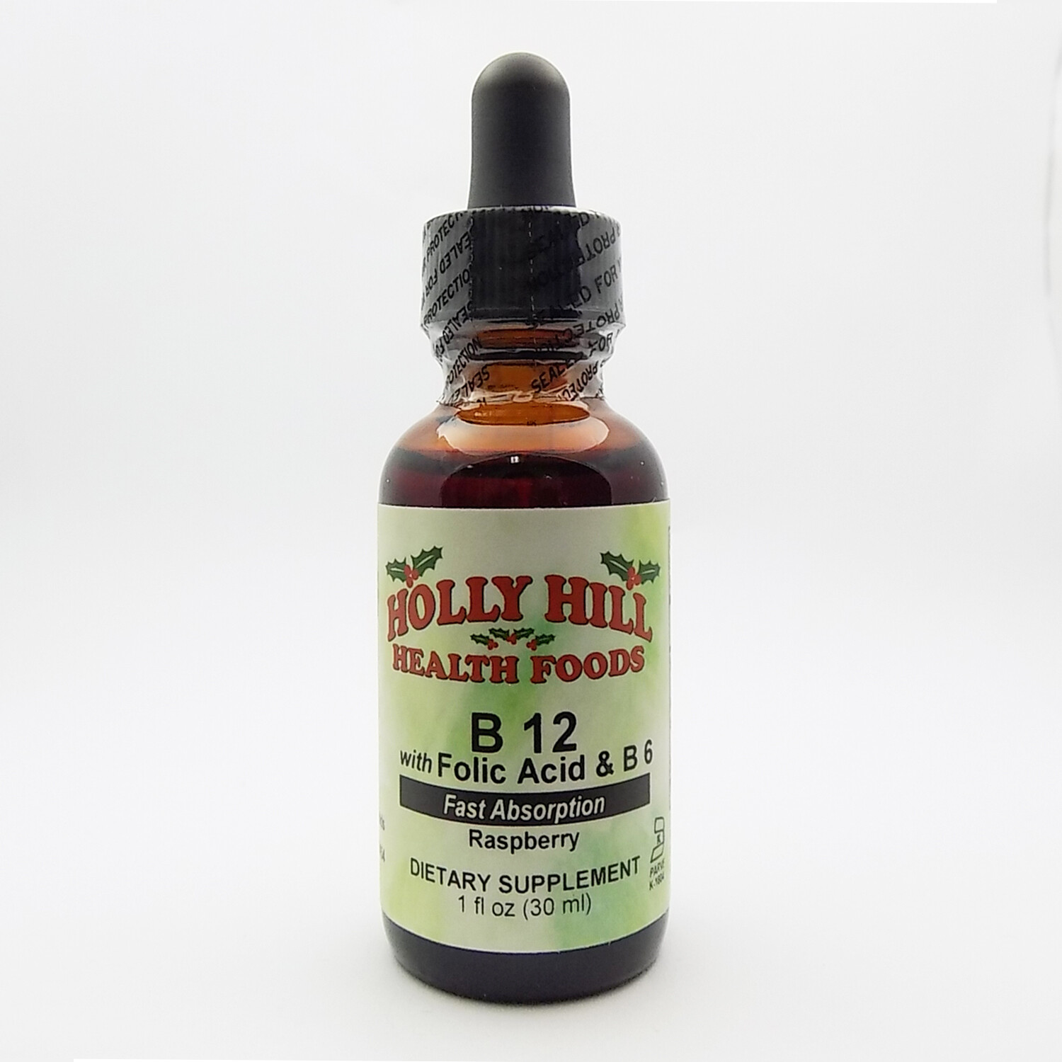 Holly Hill Health Foods, Vitamin B12 (with B6 & Folic Acid),Raspberry,1 Oz