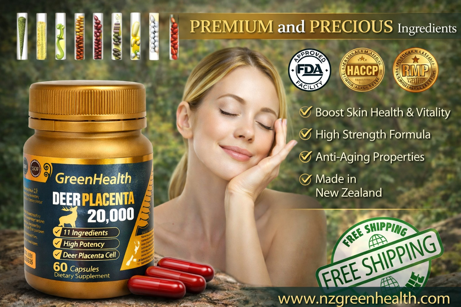 Green Health Deer Placenta Dietary Supplement – 60 Soft Gels