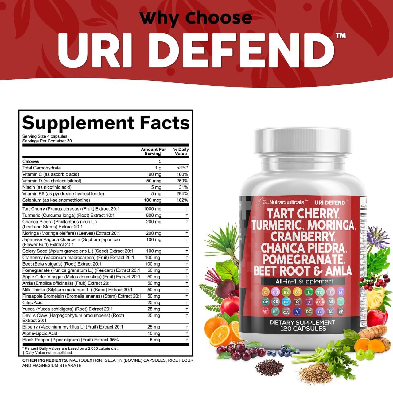 Clean Nutraceuticals Tart Cherry Extract 120 Count (Pack of 1), Natural