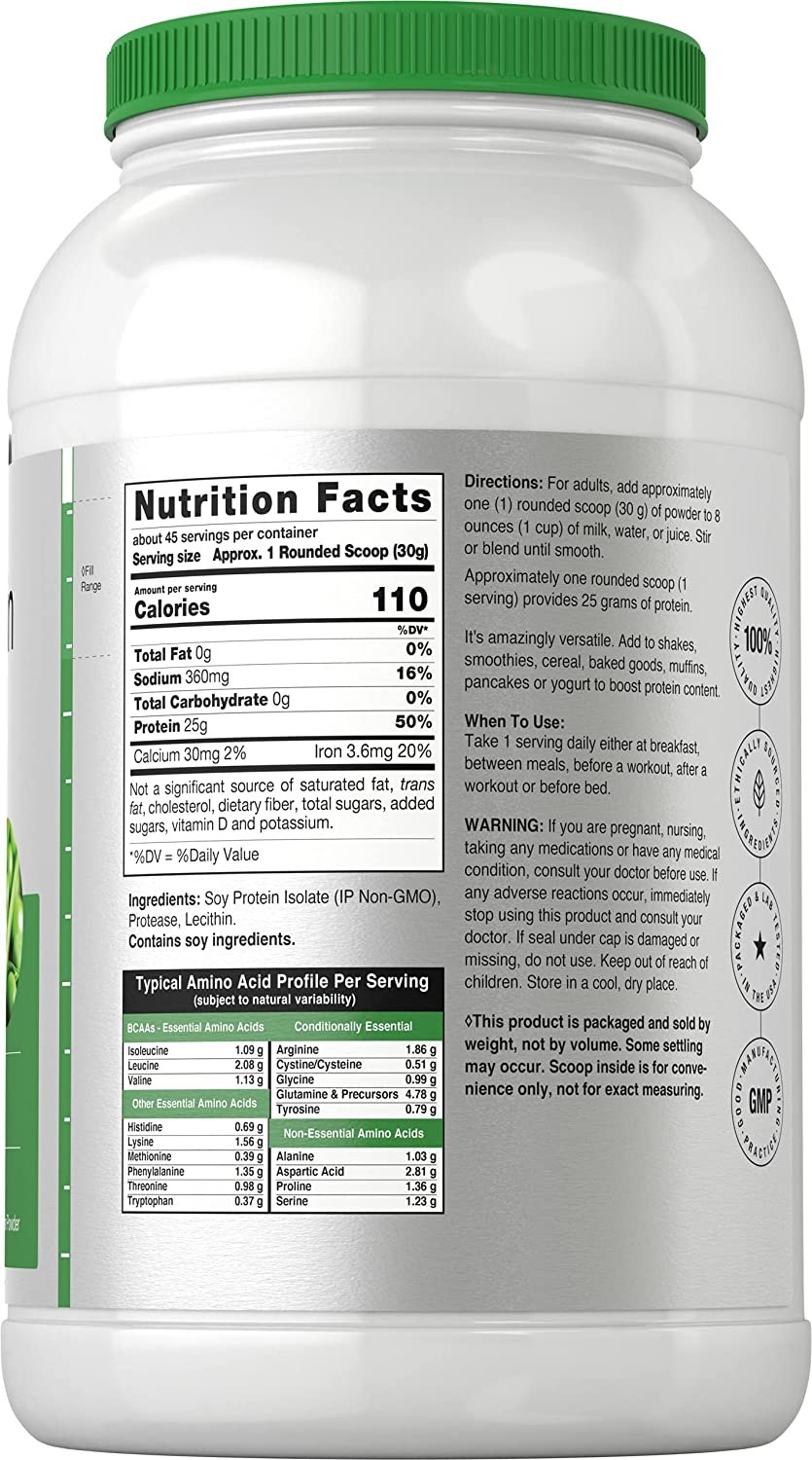 Soy Protein Isolate Powder | 3lb | Unflavored 48 oz | Vegan | by Horbaach