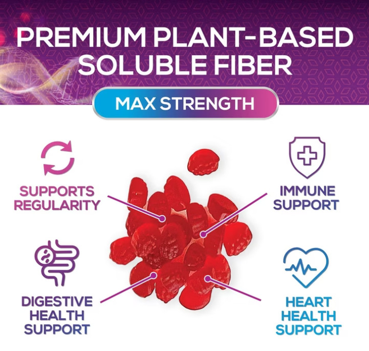 Fiber Gummies for Adults, 4g Gummy Fiber Supplement for Digestive Health Support