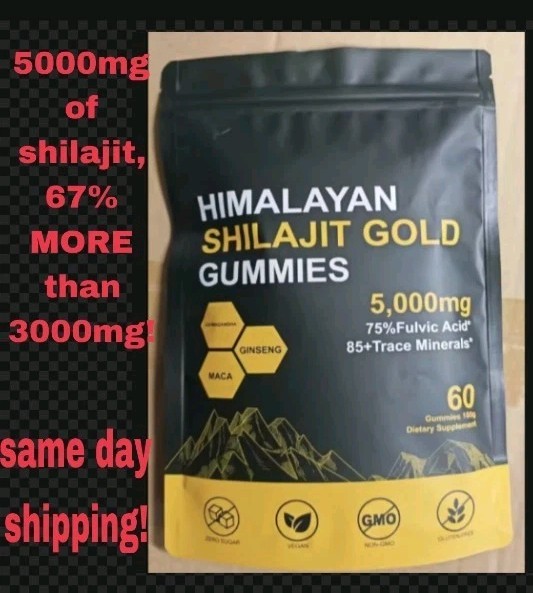 5000mg Himalayan Shilajit Gummies Ashwagandha Fulvic Acid 60ct + (2) Preform Man