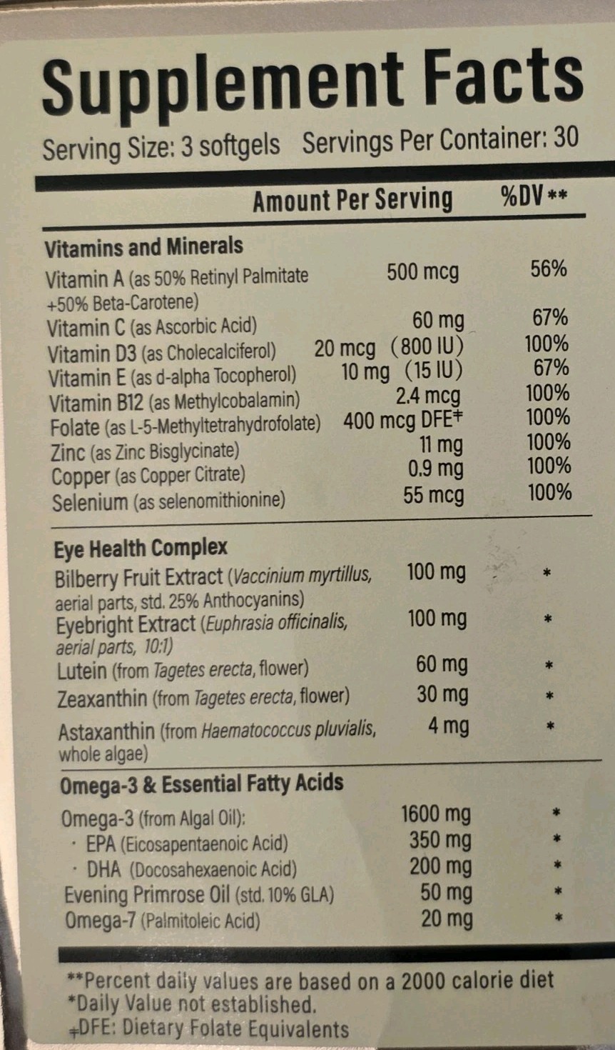 Health Sender Anthocyanins Lutein CoQ10 Eye Anti-Aging 90 Softgels. Exp 8/27