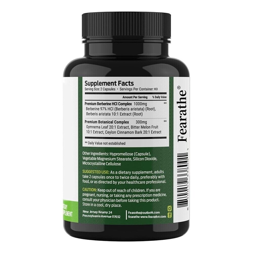 Premium Berberine HCL Plus Organic Ceylon Cinnamon, Bitter Melon – 1300mg