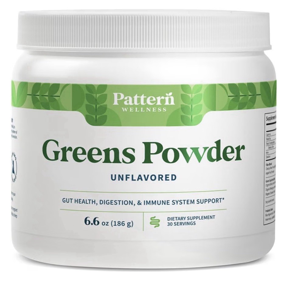 Pattern Wellness Greens Powder Superfood Unflavored Gut Immune Health 6.6oz