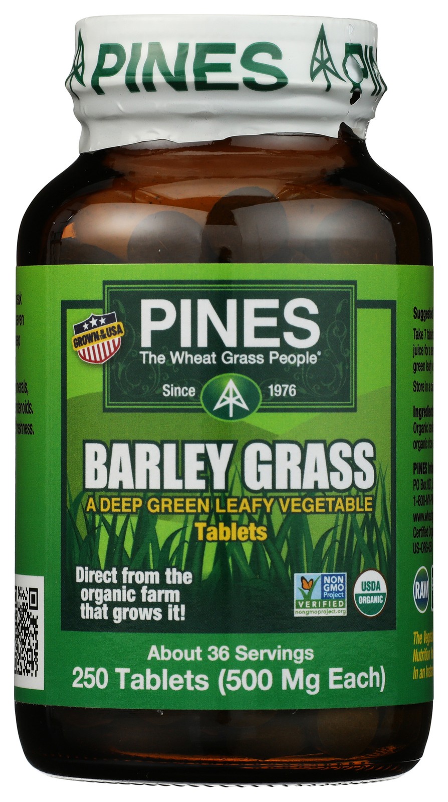 Barley Grass Tablets By Pines 250 Count Organic Supplement 1 Pack