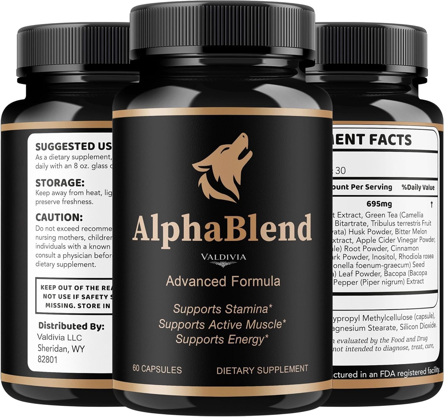 Alpha Blend Men Wellness Supplement Capsules Energy Strength 5 Pack 300Ct