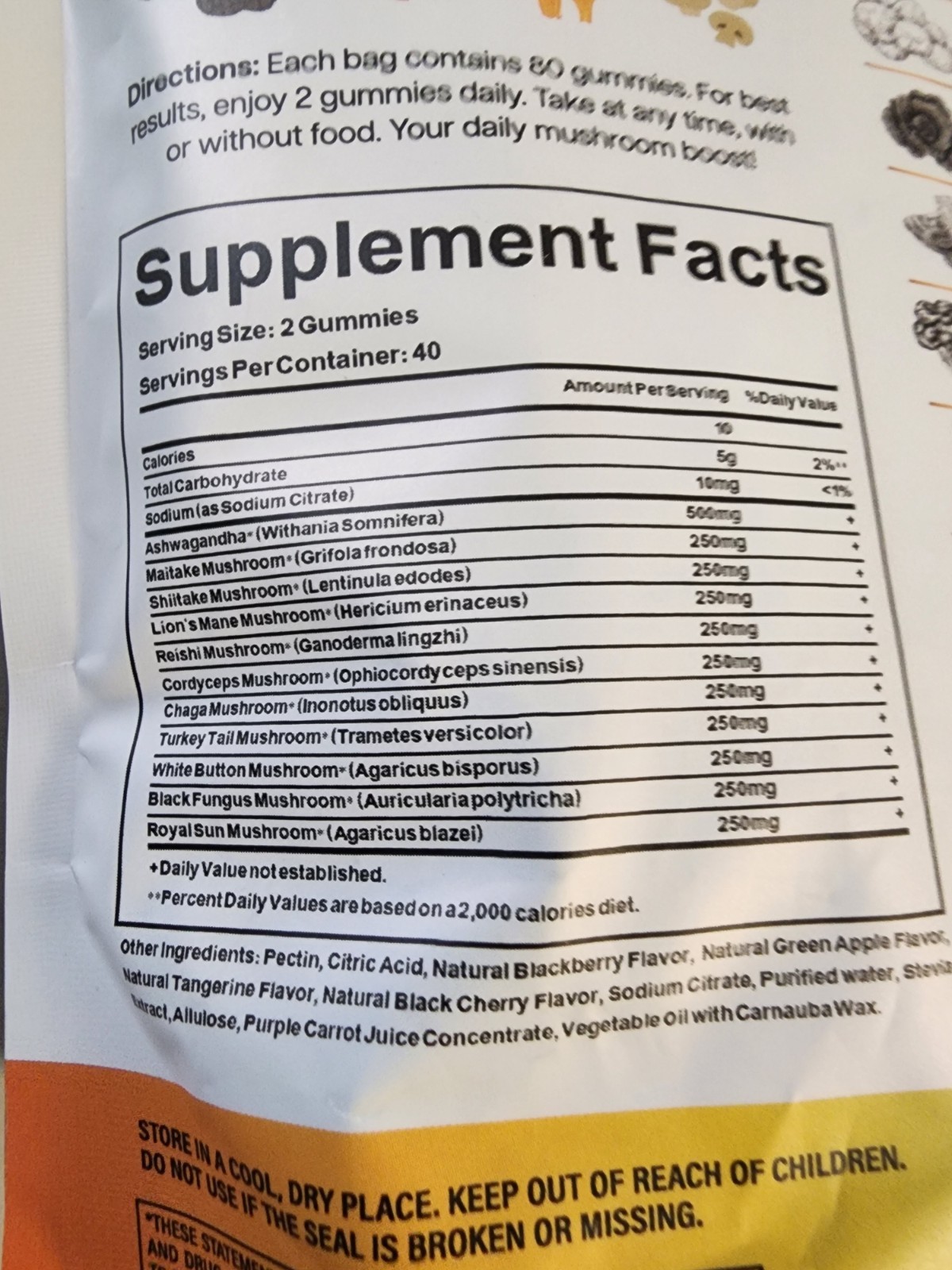 Vital Prime Ashwagandha & Allulose Mushroom Gummies Sweetener, 80ct Exp 08/26