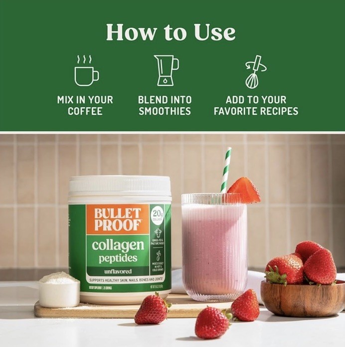 Bulletproof Collagen Peptides Powder Unflavored Hair/Skin/Nails Bone/Joint