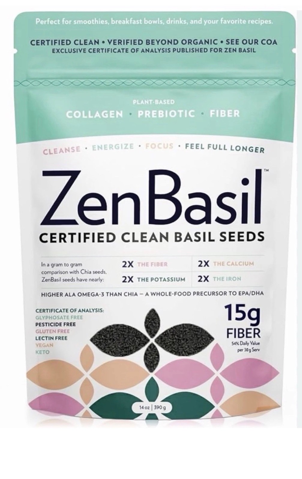ZenBasil Organic Basil Seeds 14oz. Exp 2027 New Sealed