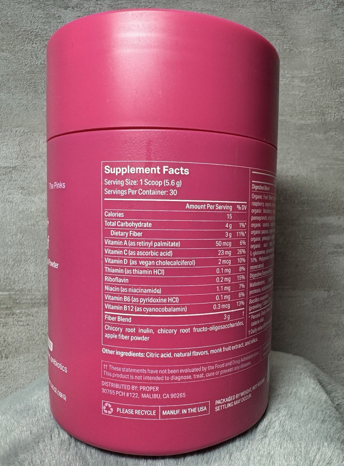 Proper Digestive Support Superfood Powder Strawberry Pomegranate 30 Servings