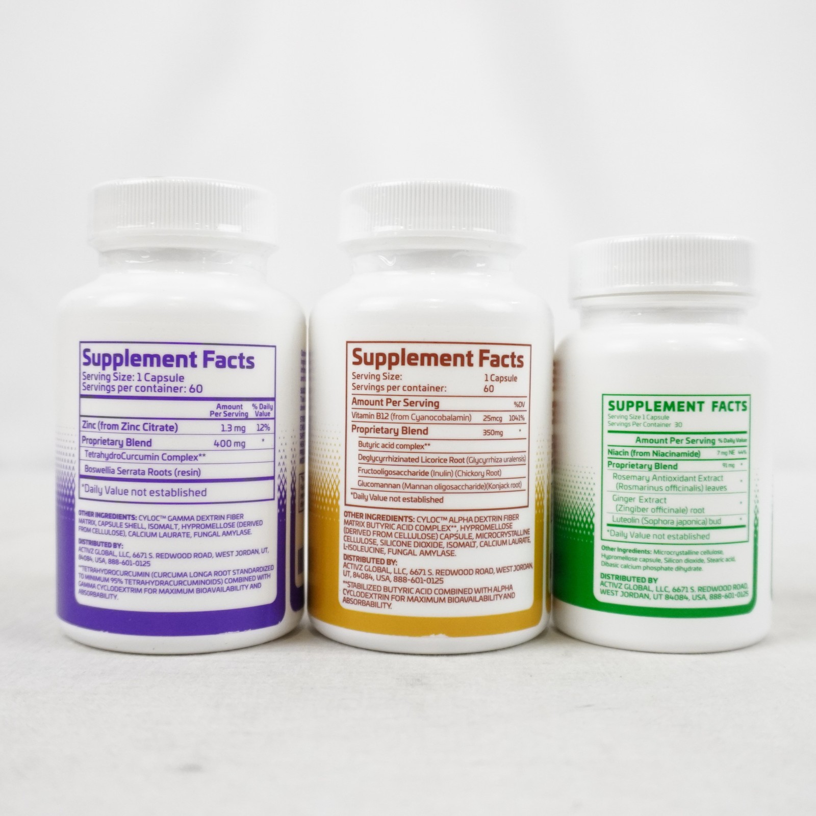 ACTIVZ GNM-X, ACTIVZ LINQ, ACTIVZ Optimend Assorted Dietary Supplements Set of 3