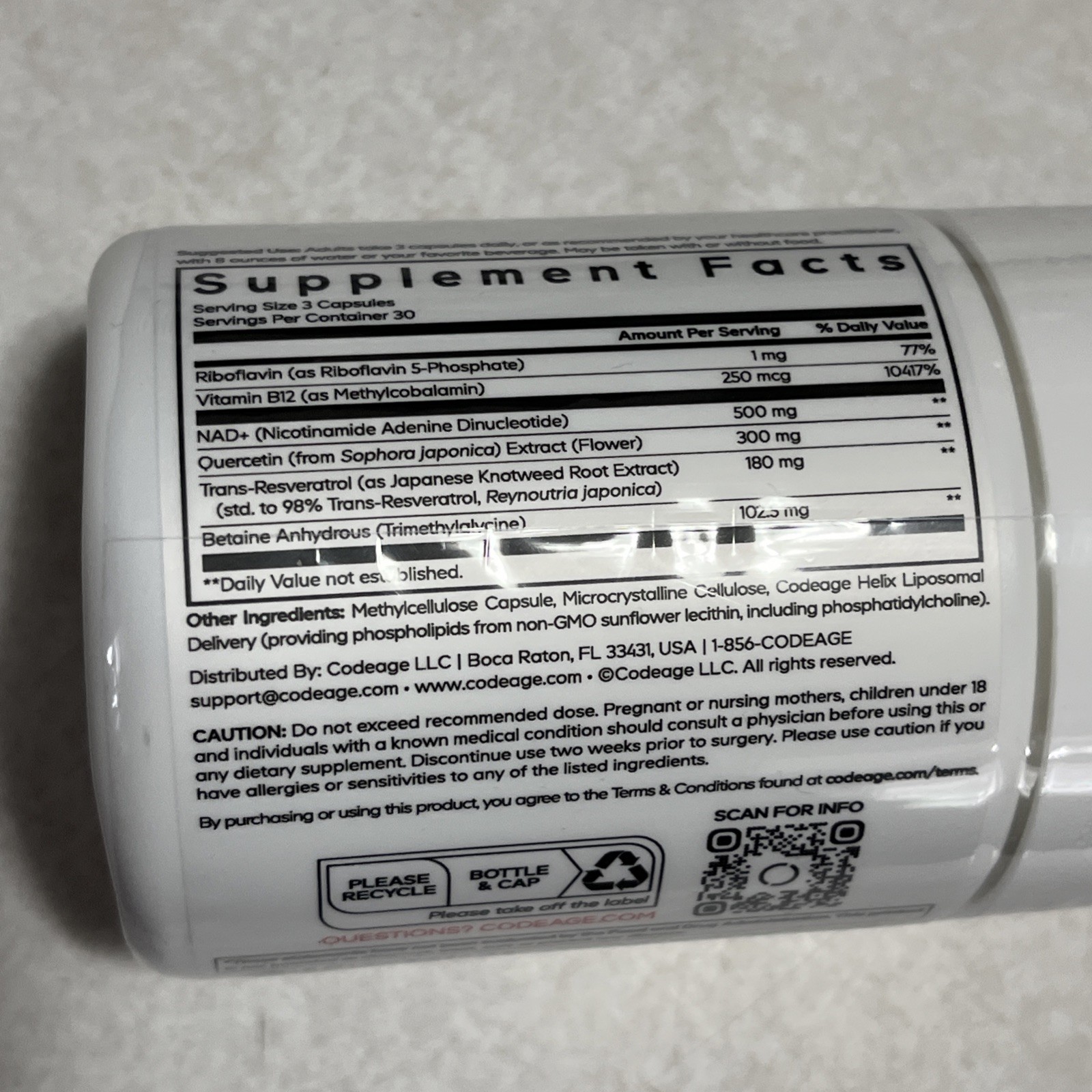 Sport Liposomal NAD+ ULTRA 90 Vegetable Capsules Exp 05/2028 New Sealed Codeage