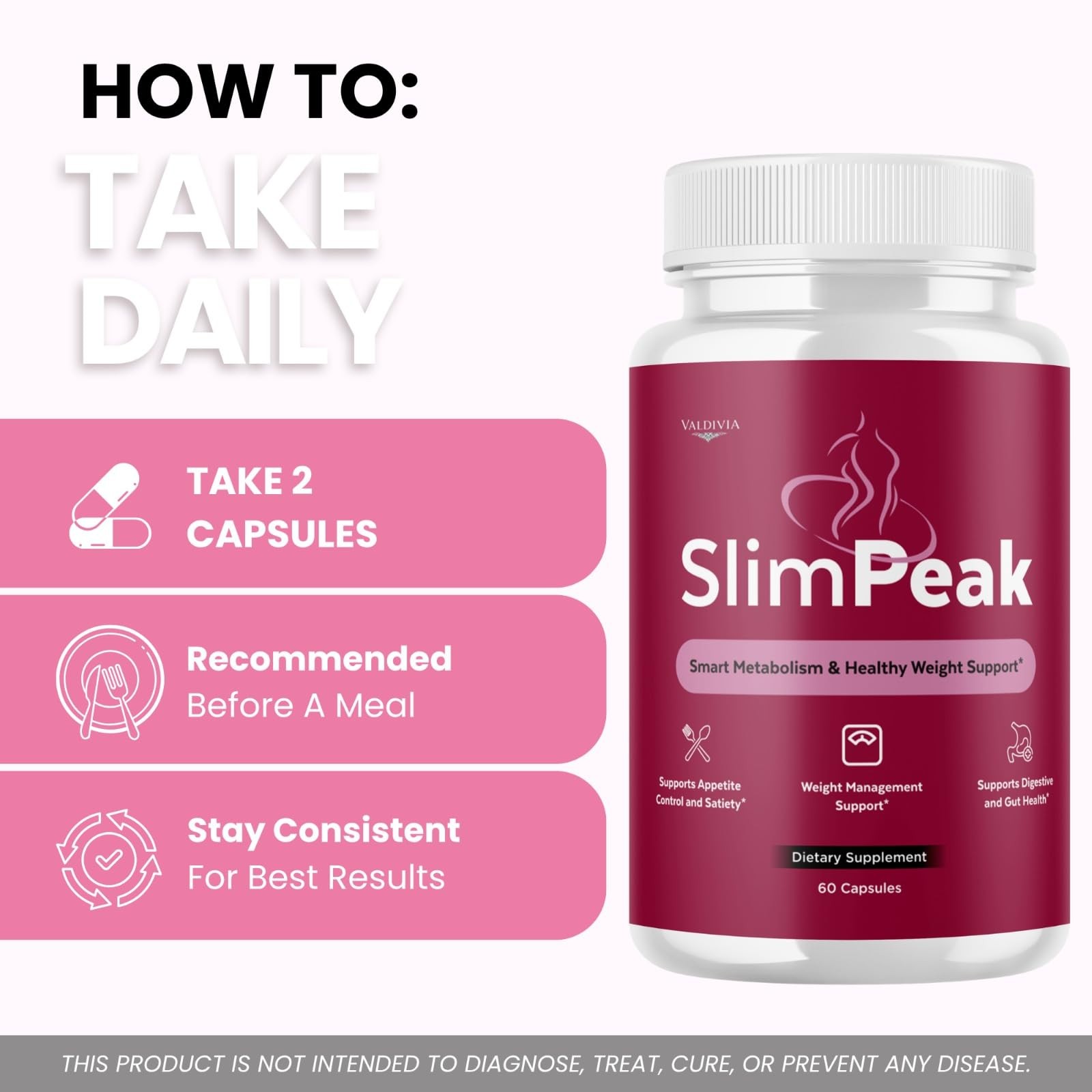 Valdivia (5 Pack) SlimPeak Capsules 300 Capsules 5 Pack Daily Made in USA
