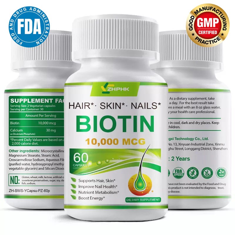 Biotin capsules help promote hair and skin health metabolism the nervous system