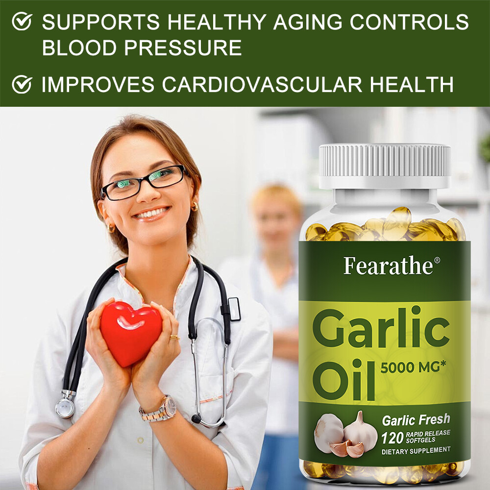 Natural Garlic Oil 30 To 120 Capsules Heart Health Support 5000mg