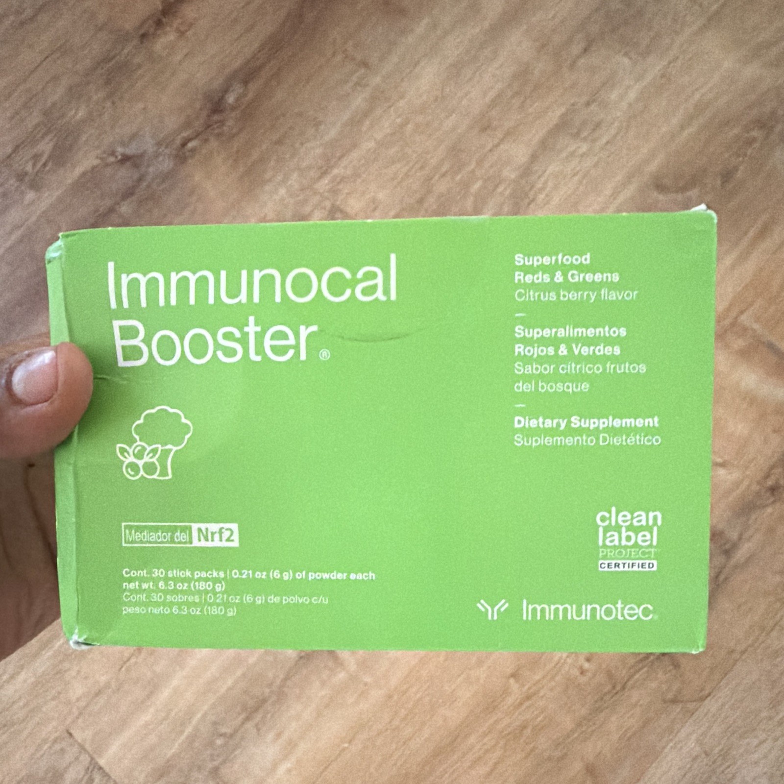 Immunotec Immunocal Booster NRF2 Reds & Greens Citrus Berry 30 Stick Packs 6g