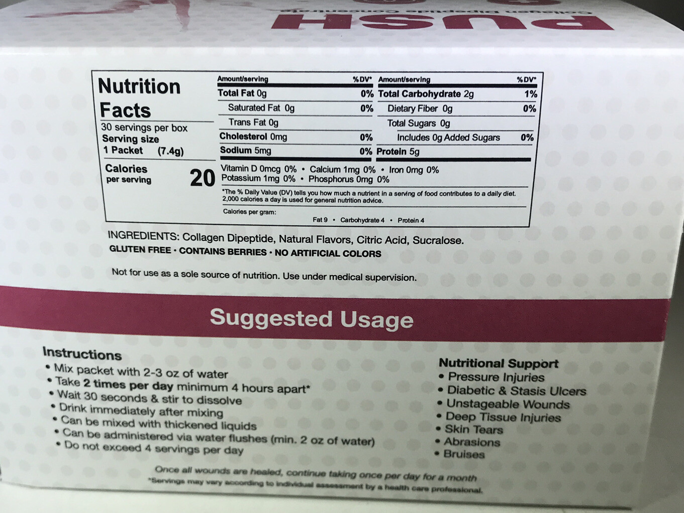 Push Collagen Wound Healing Concentrate Mixed Berry 30 Packets