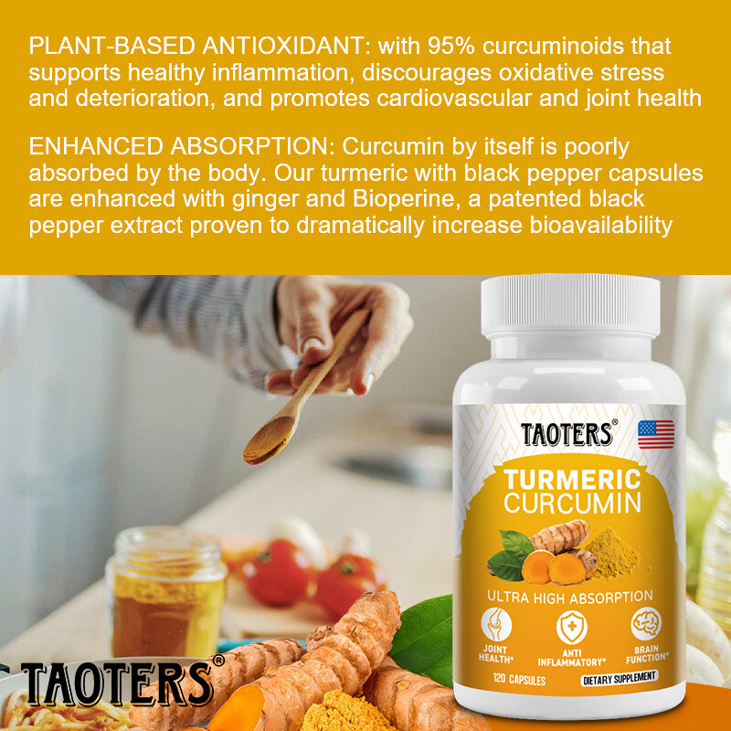 Turmeric Curcumin Highest Potency 95% 1300mg with Bioperine Black Pepper Extract