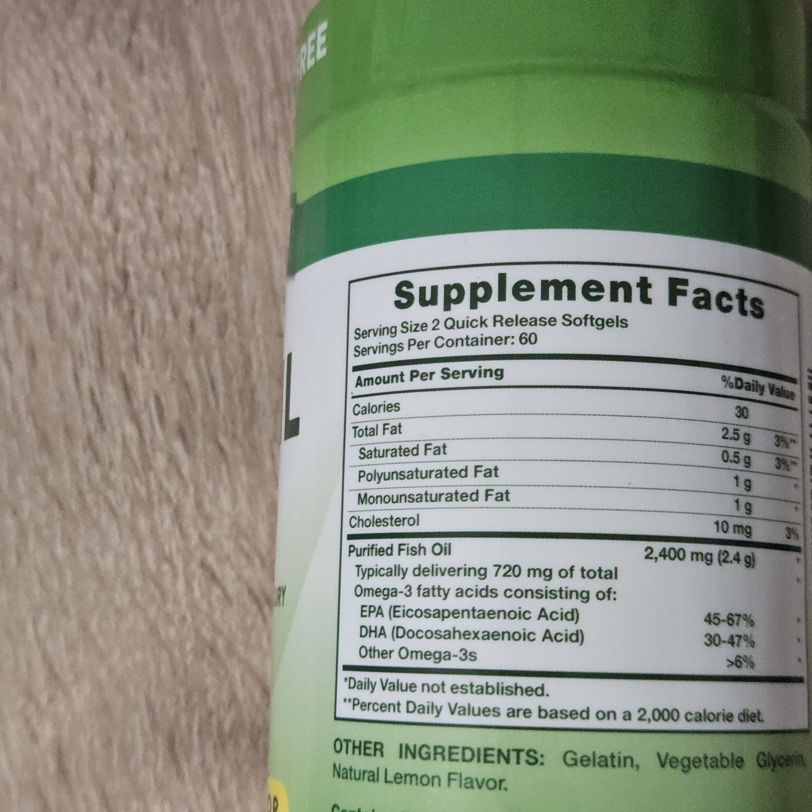 Natures Truth Fish Oil 2,400 mg Natural Lemon Flavor Omega-3 120 Soft gels 08/29