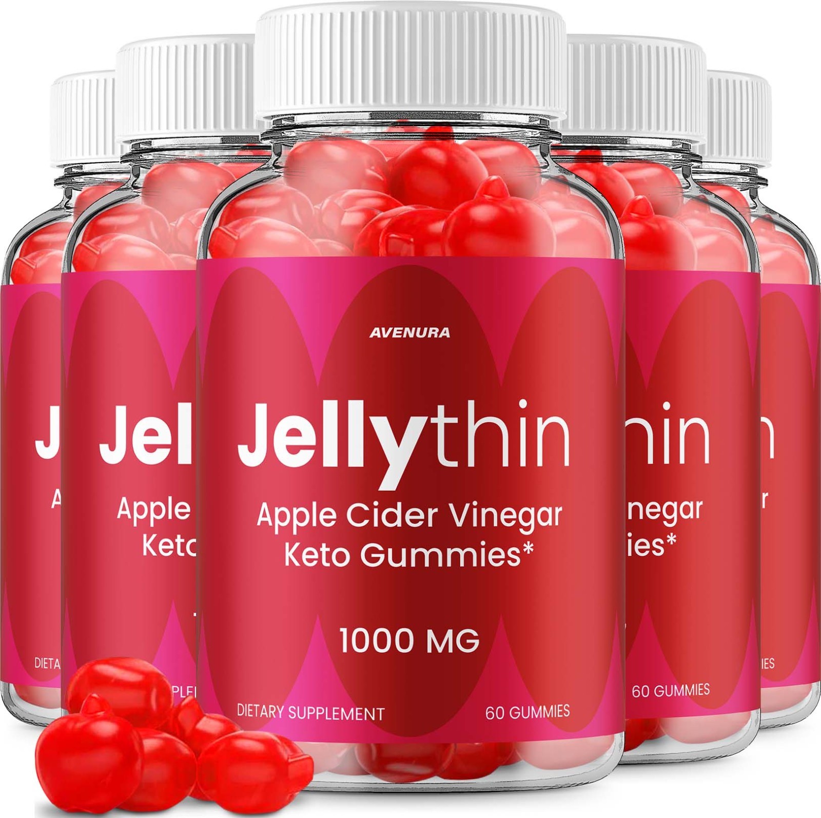 (5 Pack) Jellythin ACV Gummy – Natural Ingredients for Overall Wellness Support