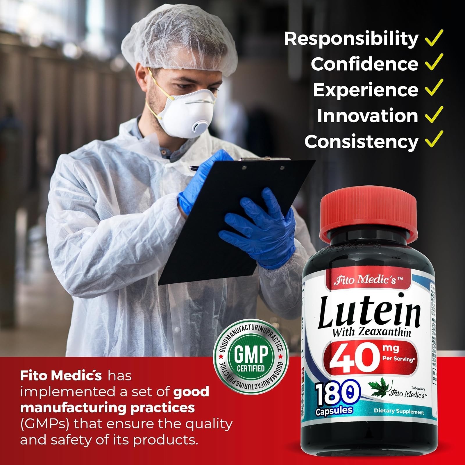 FITO MEDIC’S Lutein Supplement with Zeaxanthin, 180 Capsules, Vitamin A