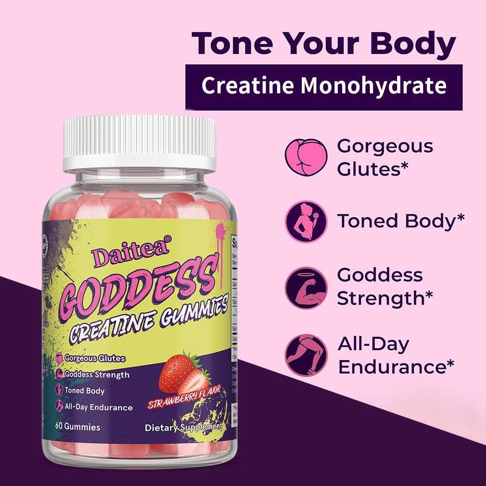 Strawberry Creatine Gummies for Women-3g Monohydrate for Strength, Glutes&Energy