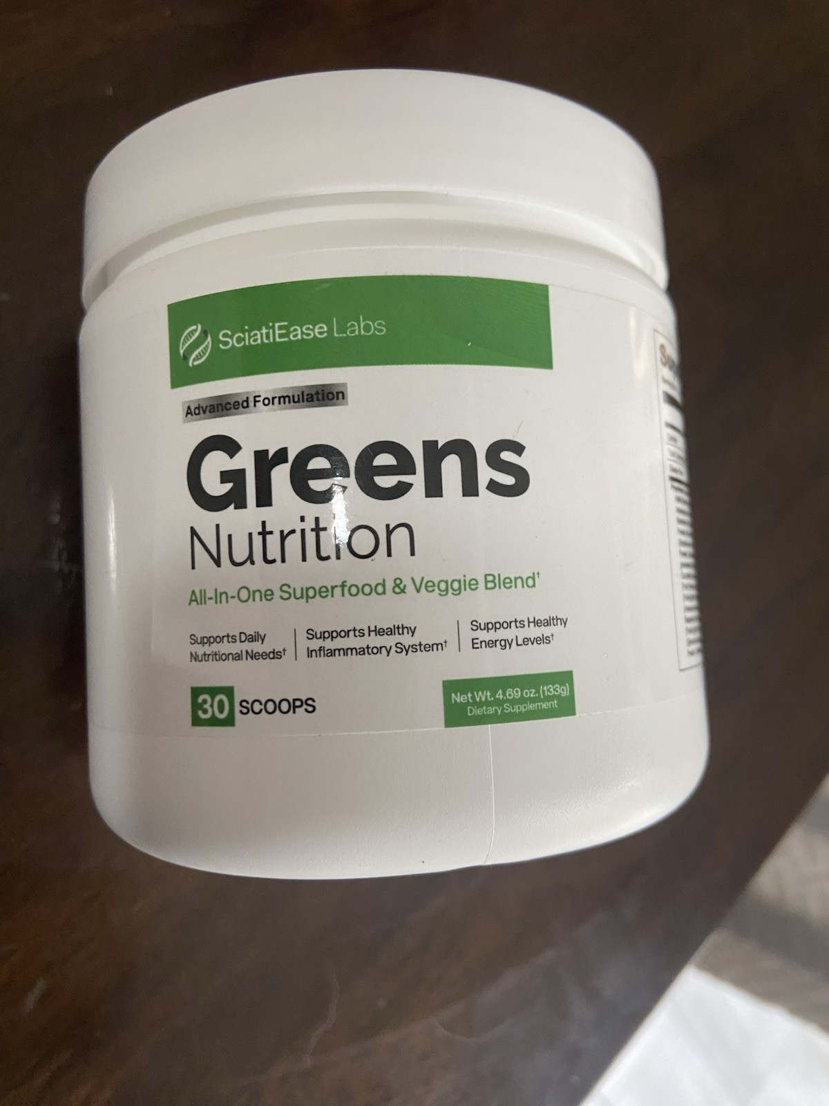 SciatiEase Labs Greens Nutrition Powder. All in one super food and veggie blend