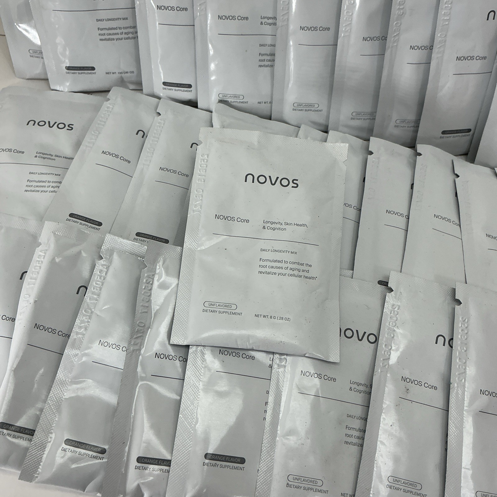 NOVOS Core Longevity,Skin Health,Cognition Mix, Supplement- 30 Packs Orange