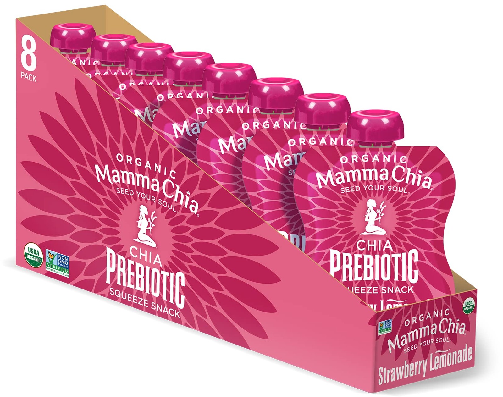 Mamma Chia Organic Prebiotic 3.5 Ounce (Pack of 16), Strawberry Lemonade