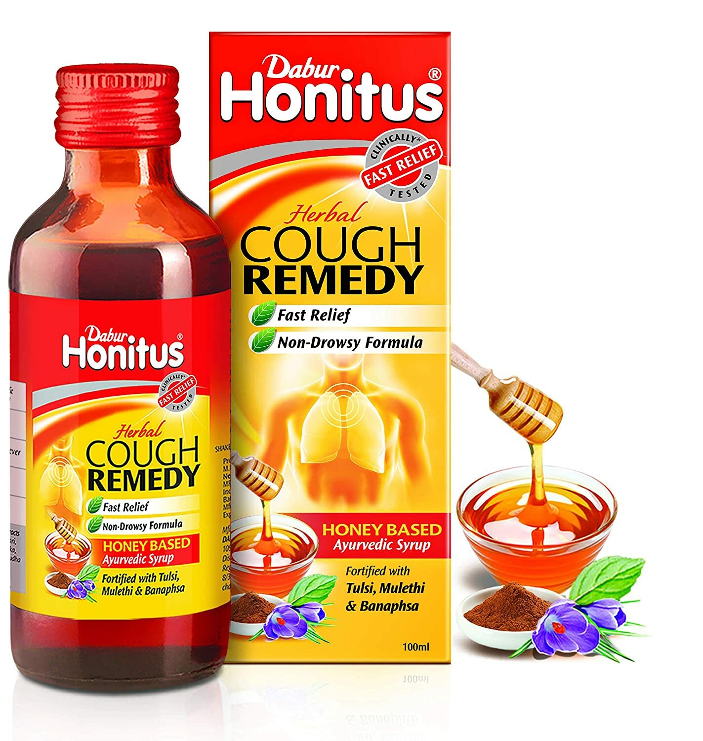 Dabur Honitus Herbal Syrup Honey Based Ayurvedic Syrup for Cough Remedy 100ml