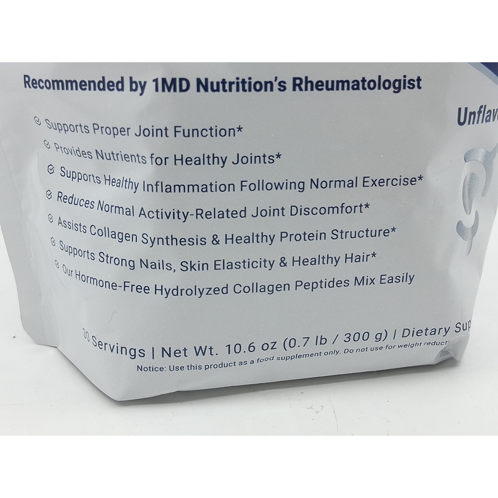 1MD Nutrition Collagen Peptides Collagen Support Joint Health & Aging EXP10/2026