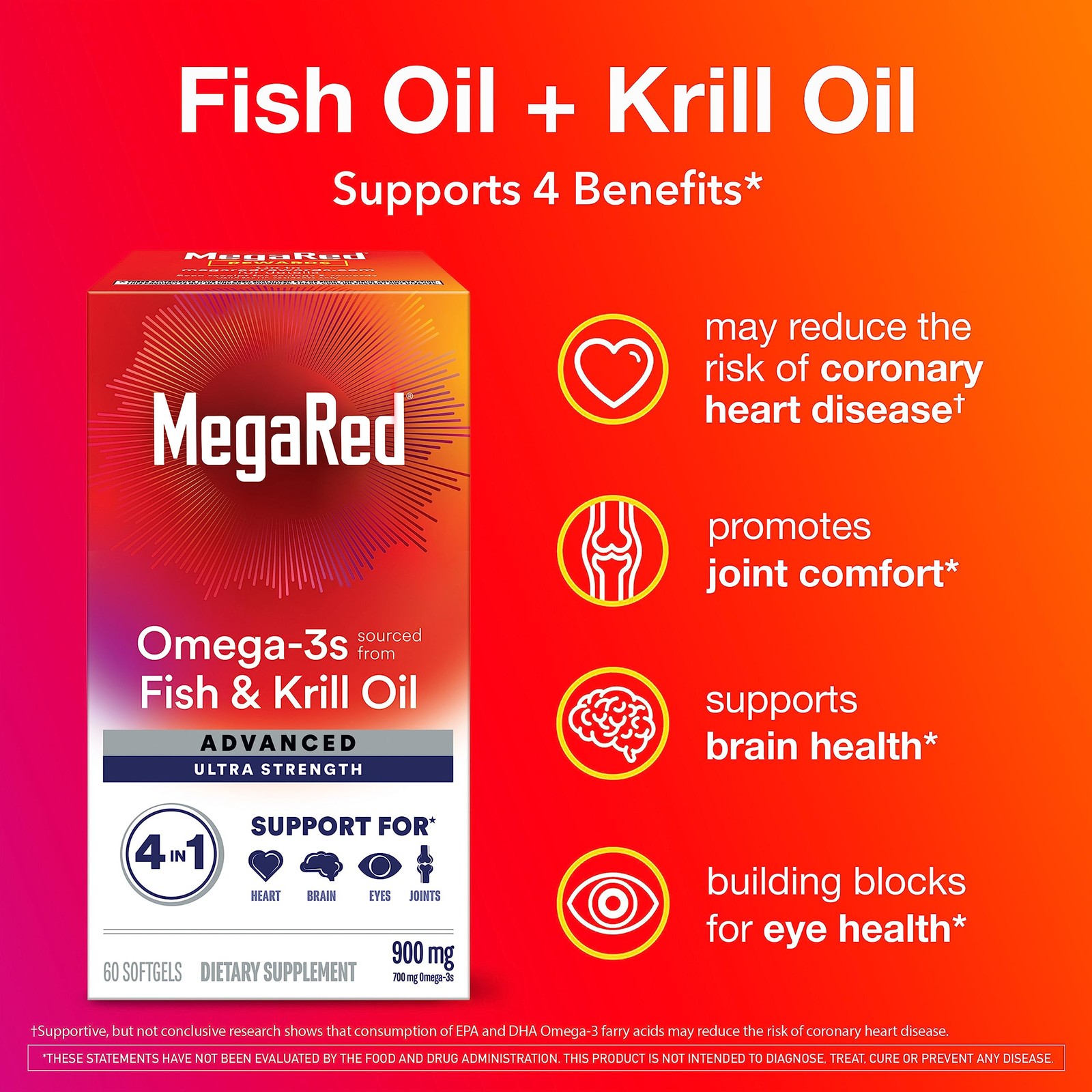 Megared Omega-3 Fish Krill Oil Supplement 900Mg – Megared Advanced 4In1 60