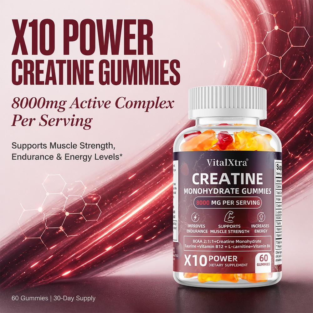 Creatine Monohydrate Gummie | 8000mg Power, For Muscle Strength,Endurance&Energy