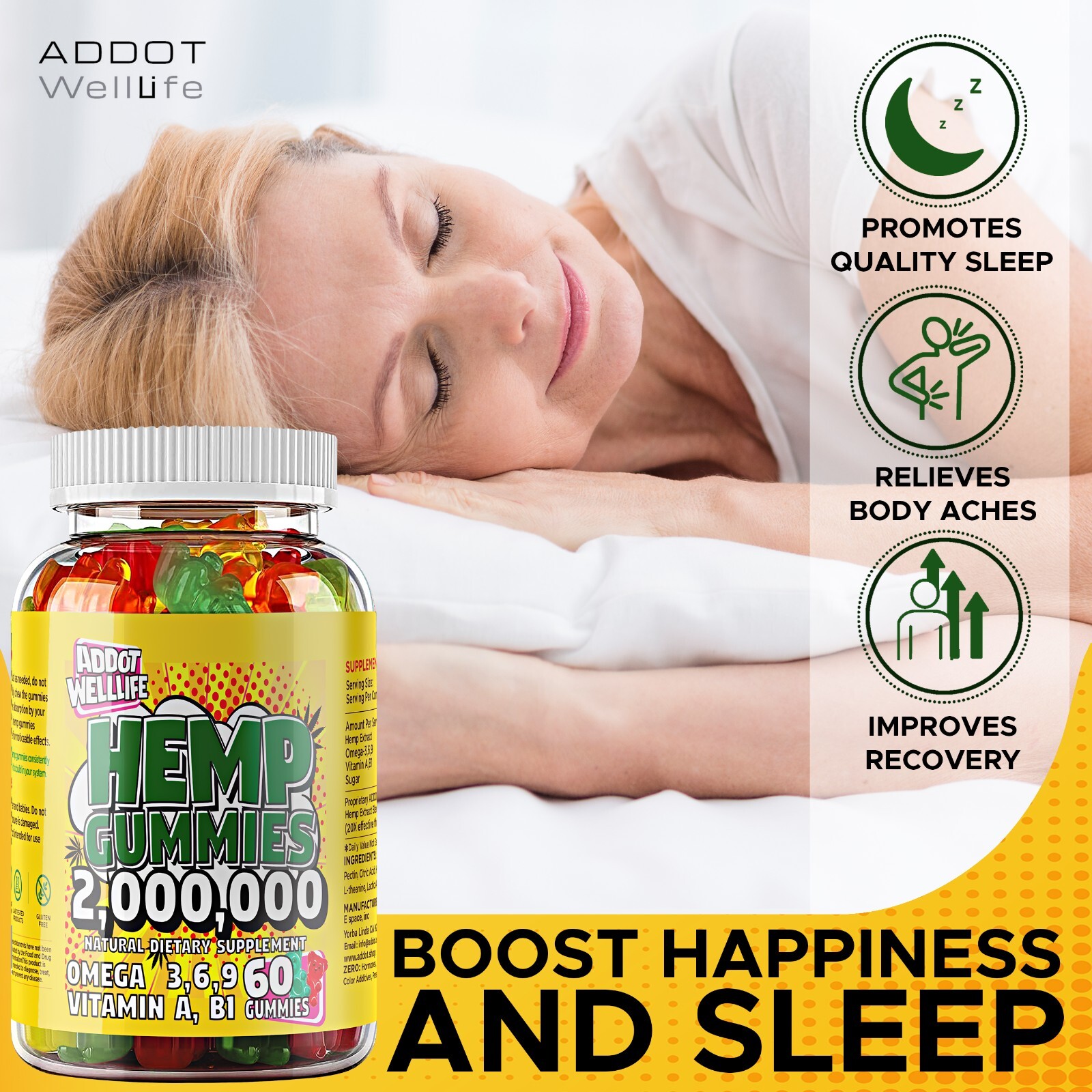 Natural Vegan Gummies – Pain Relief, Stress & Anxiety Support, Sleep Aid