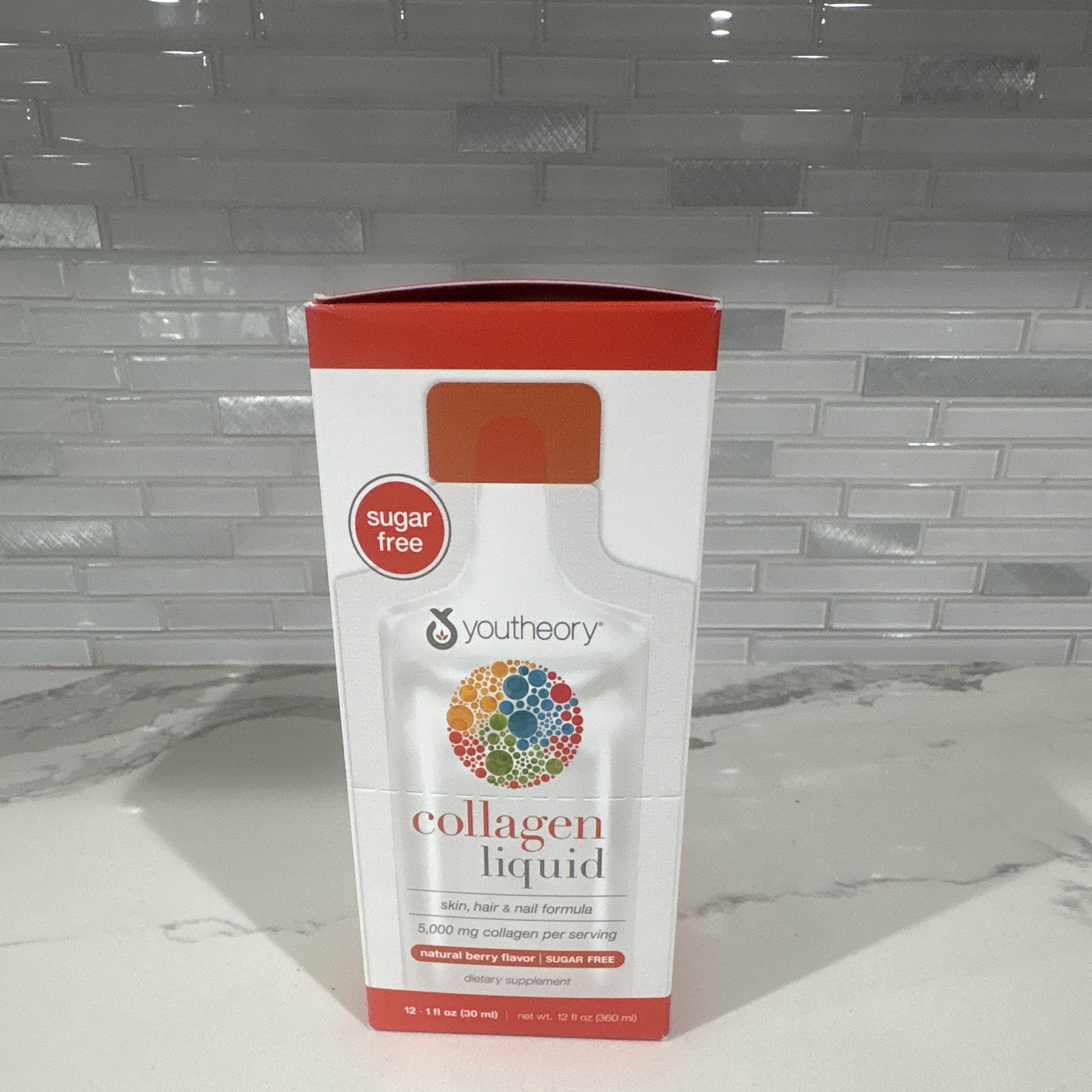 *NEW*Youtheory Collagen Liquid 5,000mg Sugar-Free Natural Berry Flavor 12 fl oz