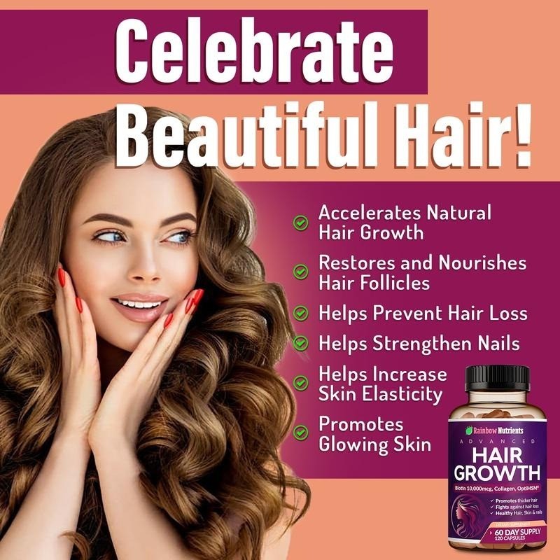 24-in-1 Advanced Hair development Vitamin | 10,000mcg, Biotin Collagen, Patente
