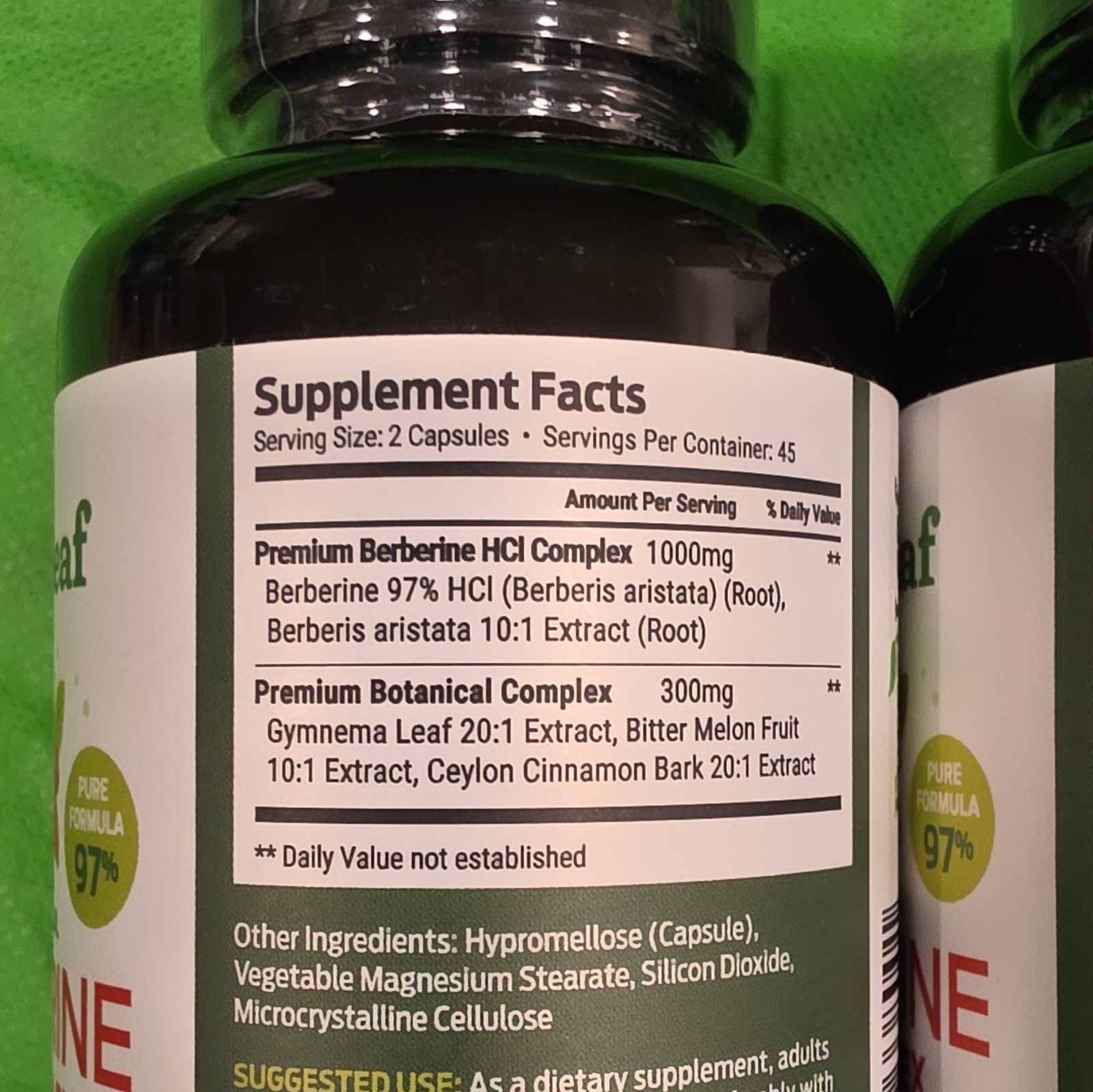 ForestLeaf Dual Berberine HCl 1300mg Gymnema Bitter Melon 90 Ct 2 Bottles