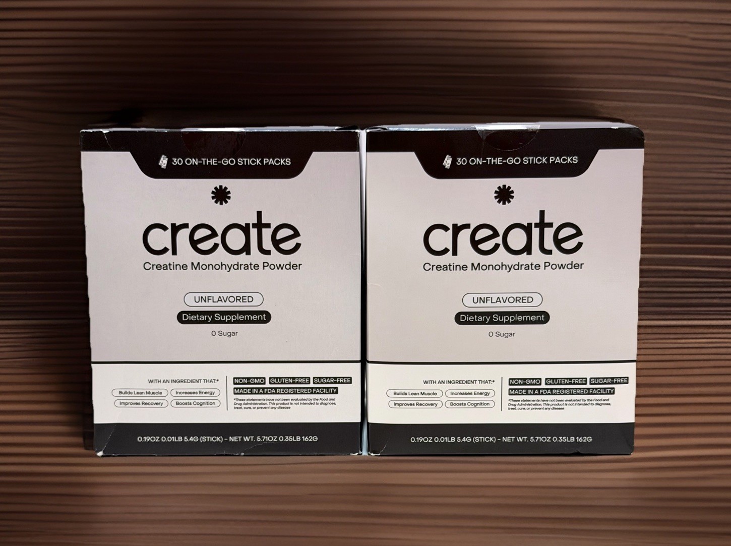 2 Pack Create Creatine Monohydrate On-The-Go Sticks Unflavored 60 Ct. Exp 08/27.