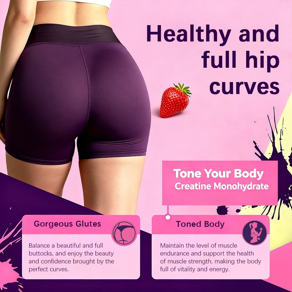 Strawberry Creatine Gummies for Women-3g Monohydrate for Strength, Glutes&Energy