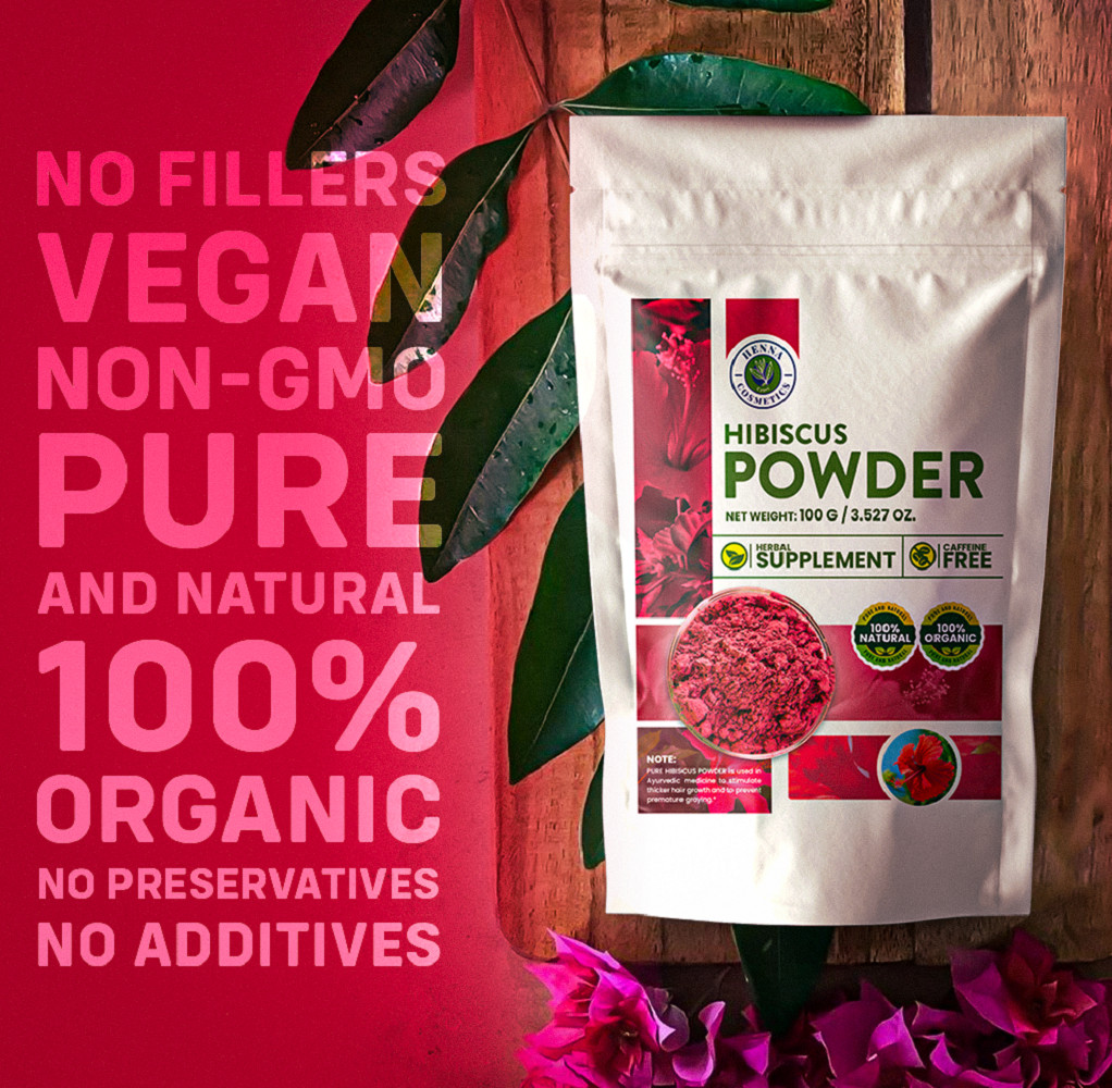 Hibiscus Powder for Tea Skin & Hair Moisturizer 100 Grams/3.5 Oz | 100% Natural