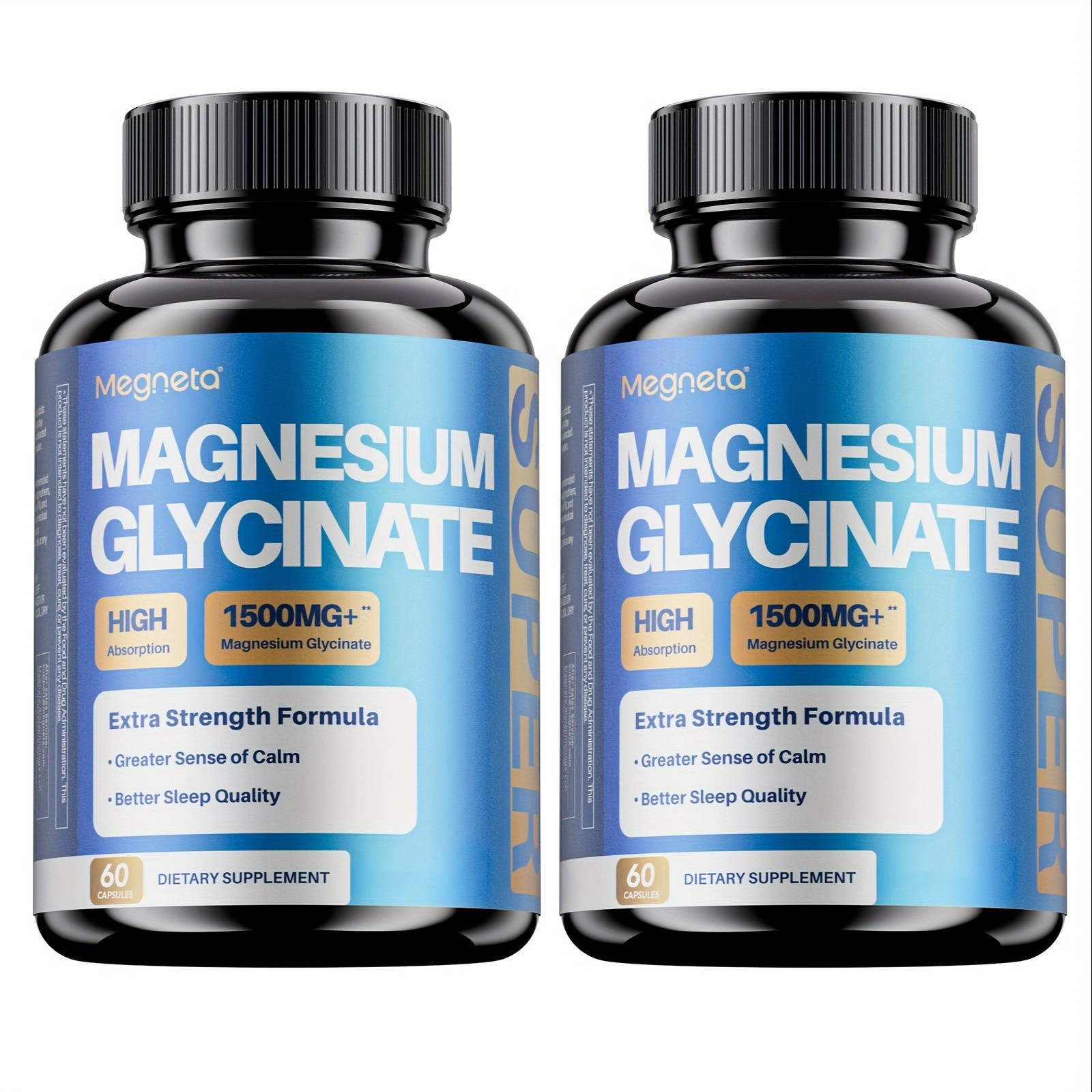Megneta Magnesium Glycinate Capsules with B6 & D3, 60ct