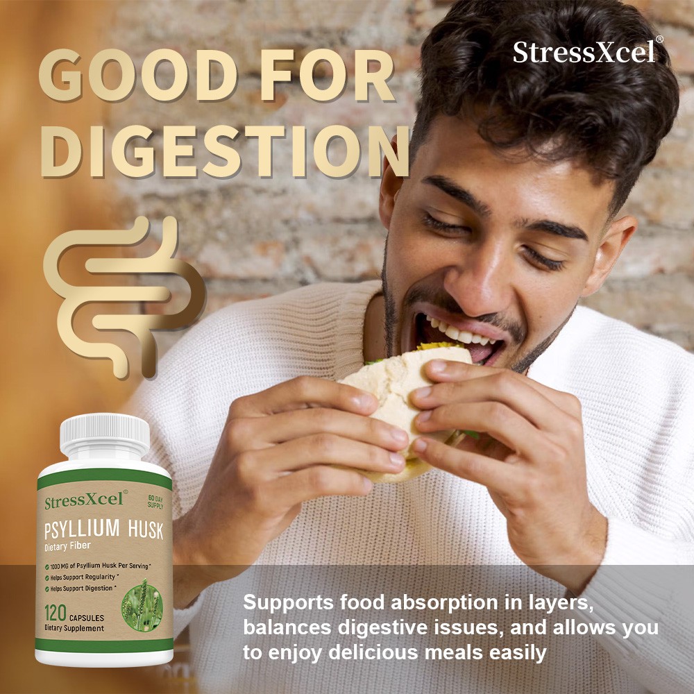 Psyllium Husk Dietary Fiber Supplements Gut Digestive Health 30-120 Count Vegan