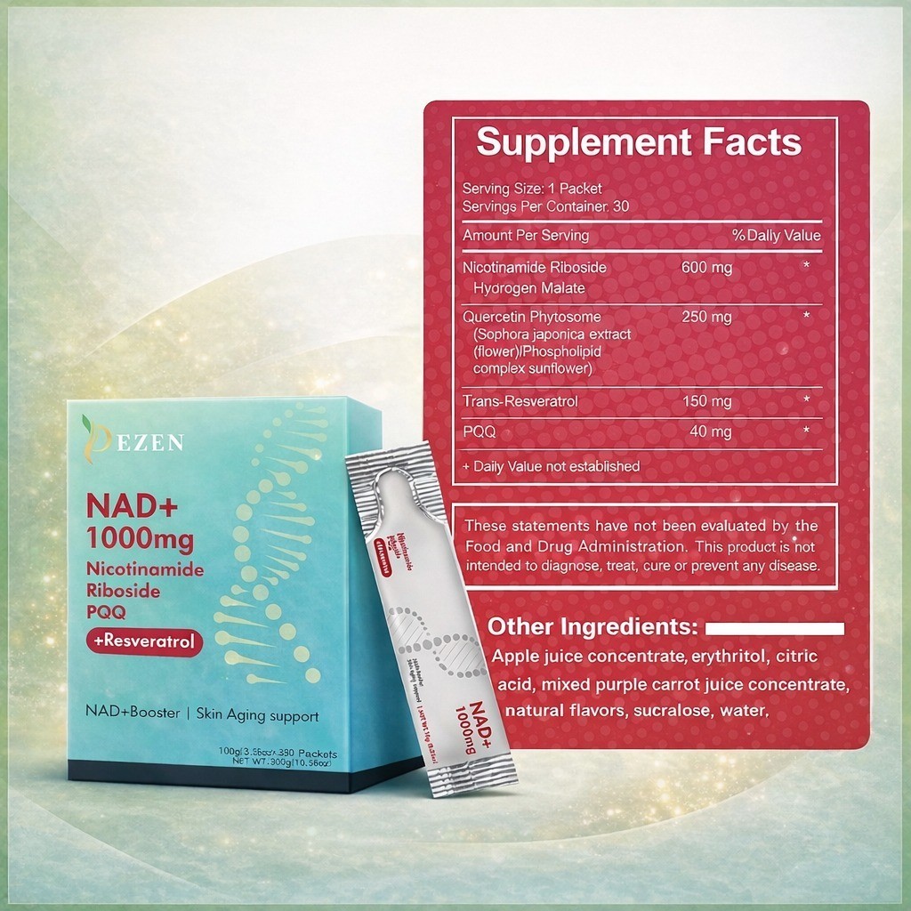 DEZEN NAD+ Liquid Drink Mix Supplement, Nicotinamide Riboside for Anti Aging