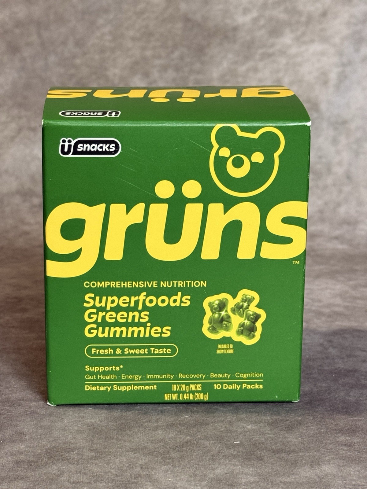 grüns Superfoods Greens Gummies Fresh & Sweet Vitamins Gut Health 10 Packs