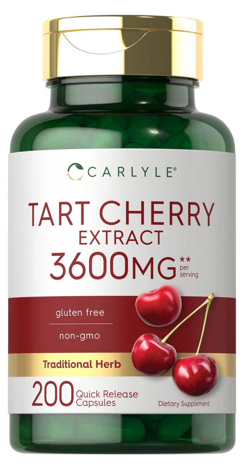 Carlyle Tart Cherry Extract Capsules | 200 Count | 200 (Pack of 1)