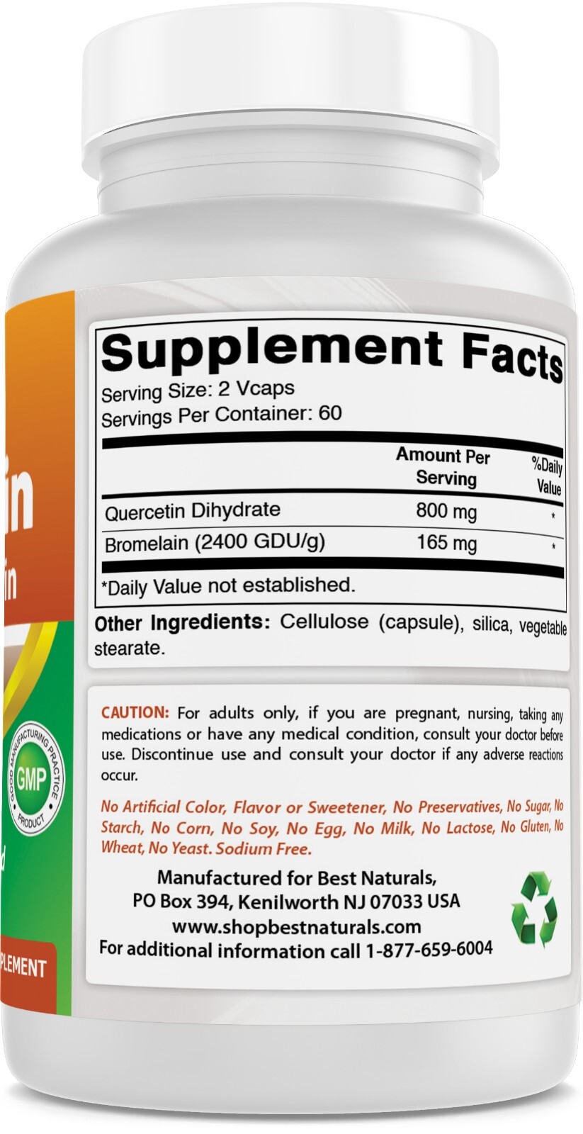 Best Naturals Quercetin with Bromelain 800mg 120 Veggie Capsule