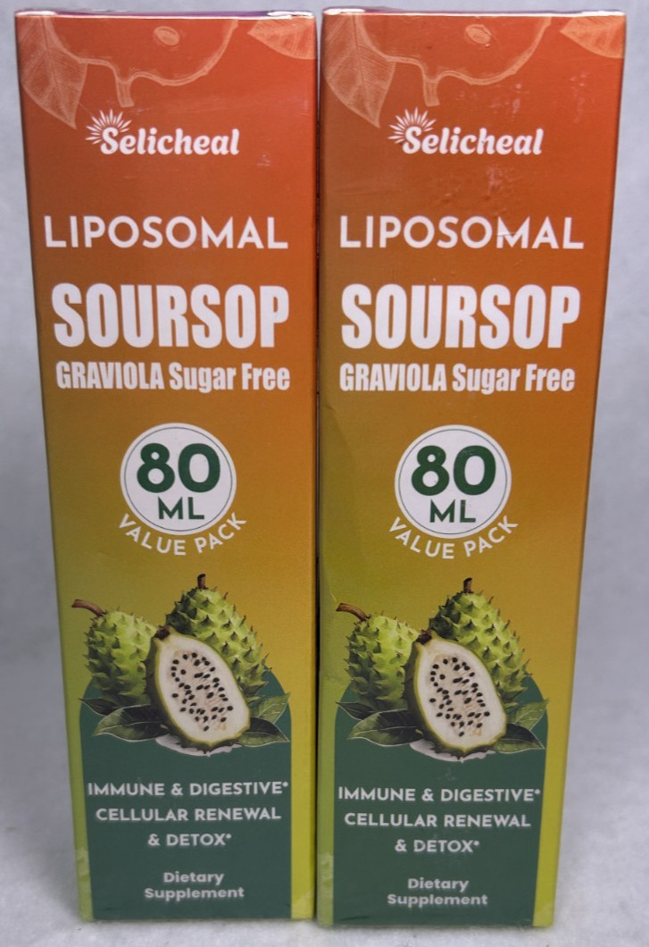 (2) Selicheal Liposomal SOURSOP Supplement 80 ML Graviola Drops Expiration 1/27